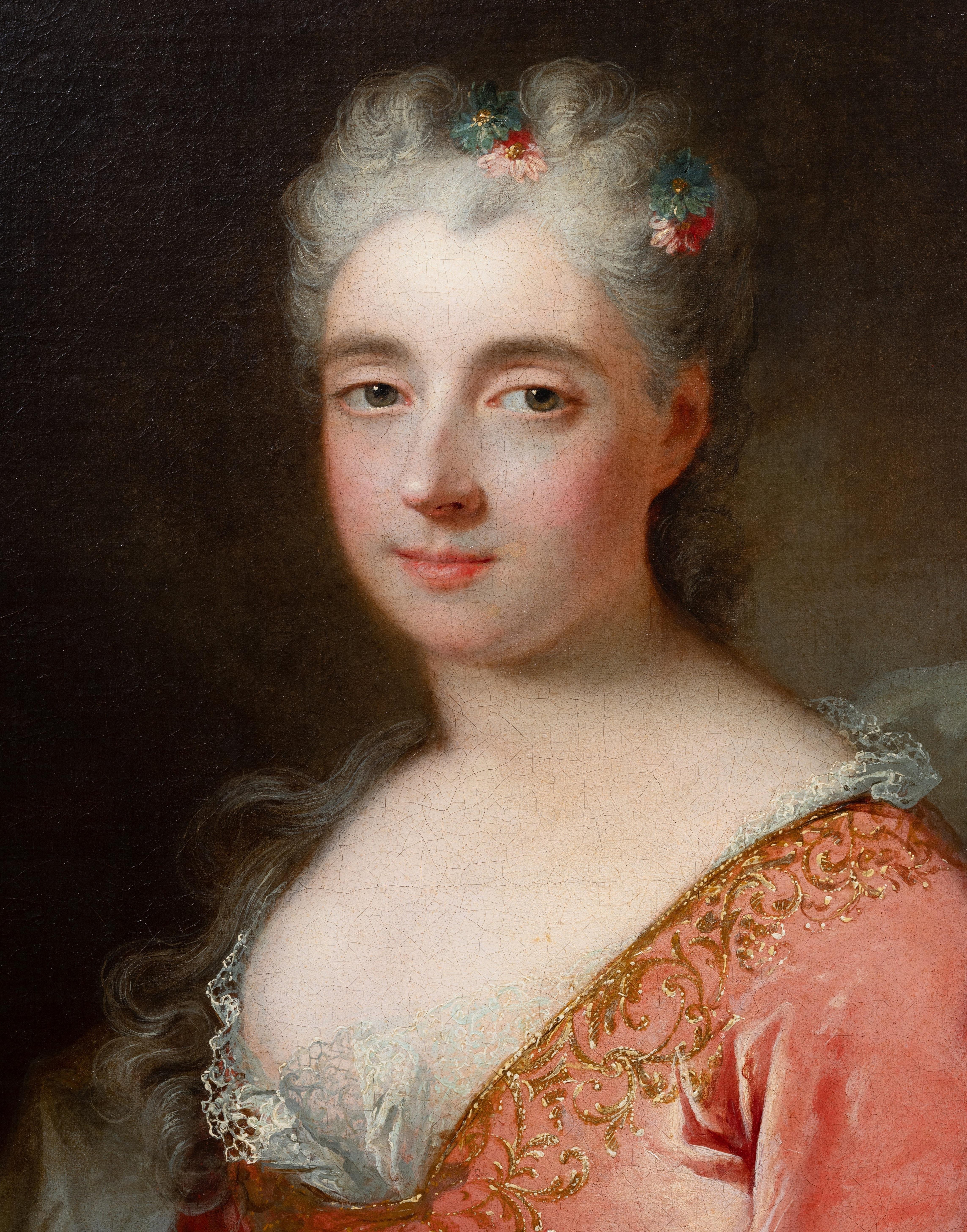 Porträt einer französischen Dame von Robert Le Vrac Tournieres, um 1725 (Alte Meister), Painting, von Robert Le Vrac Tournières