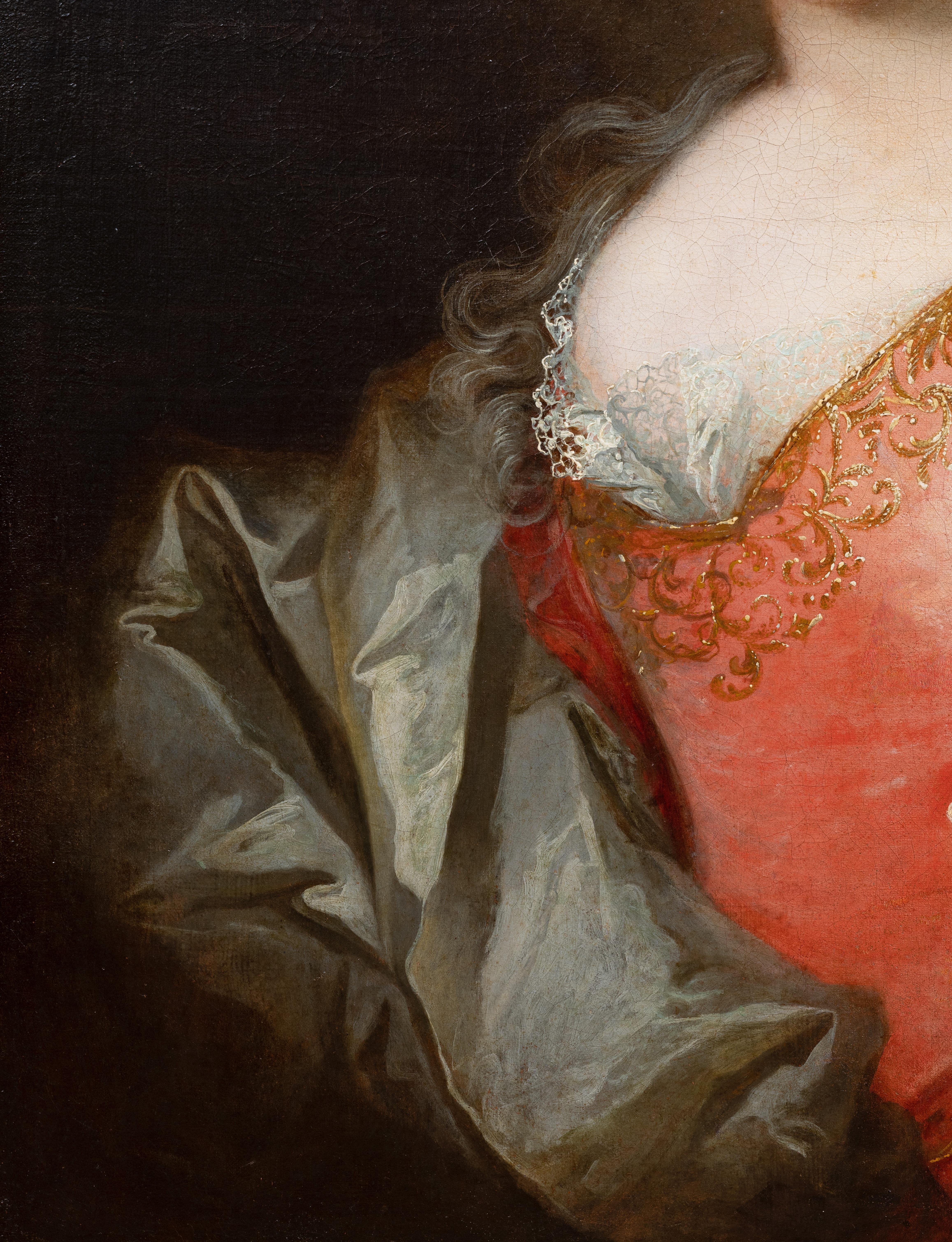 Porträt einer jungen Dame
Robert Le Vrac Tournières (1667-1752)
Französische Schule des 18. Jahrhunderts, um 1725

Öl auf Leinwand
Abmessungen: H. 81 cm, B. 65 cm
Wichtiger vergoldeter und fein geschnitzter Rahmen aus der Régence-Zeit des 18.
Maße