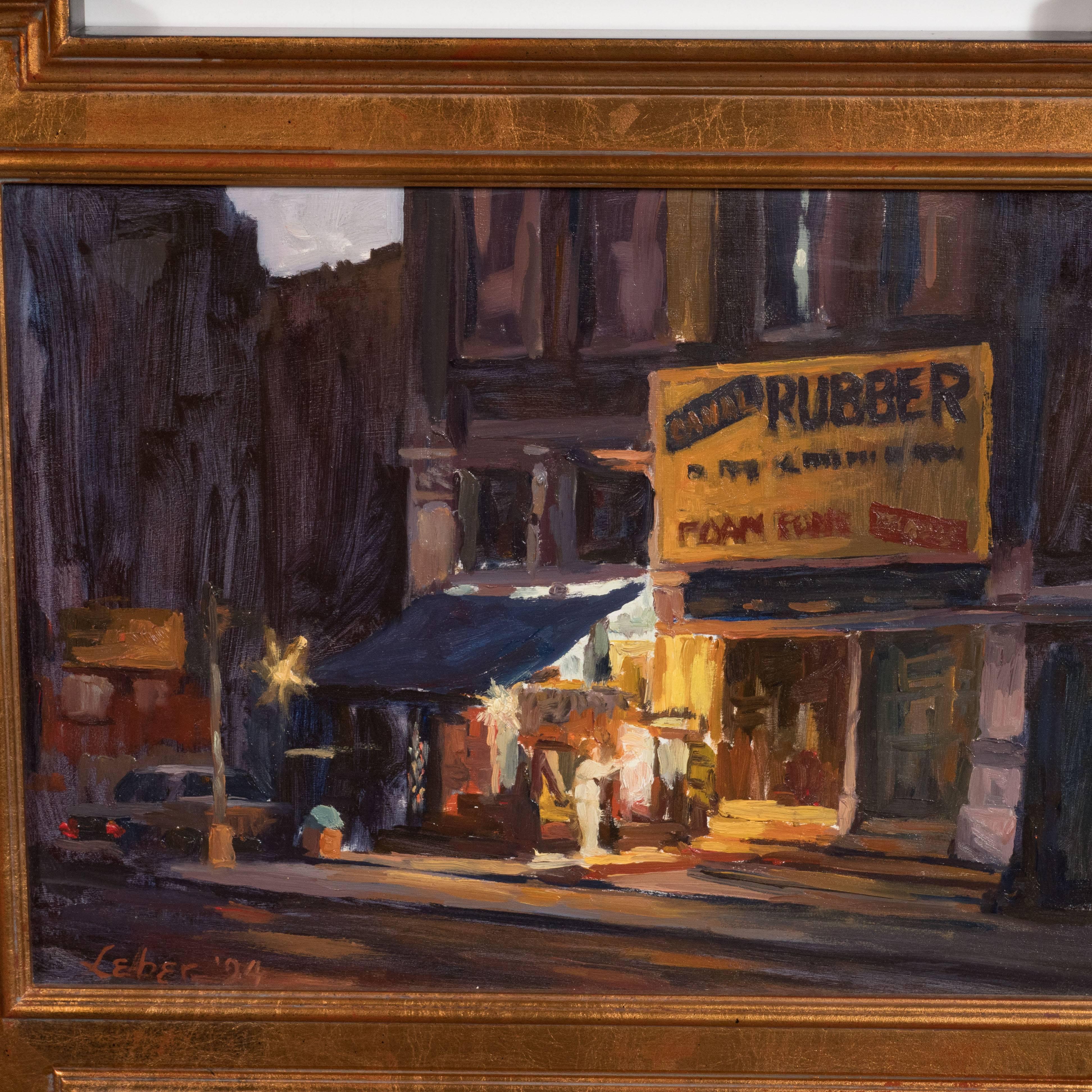 Untitled - Canal Street, New York - Painting by Robert Leber