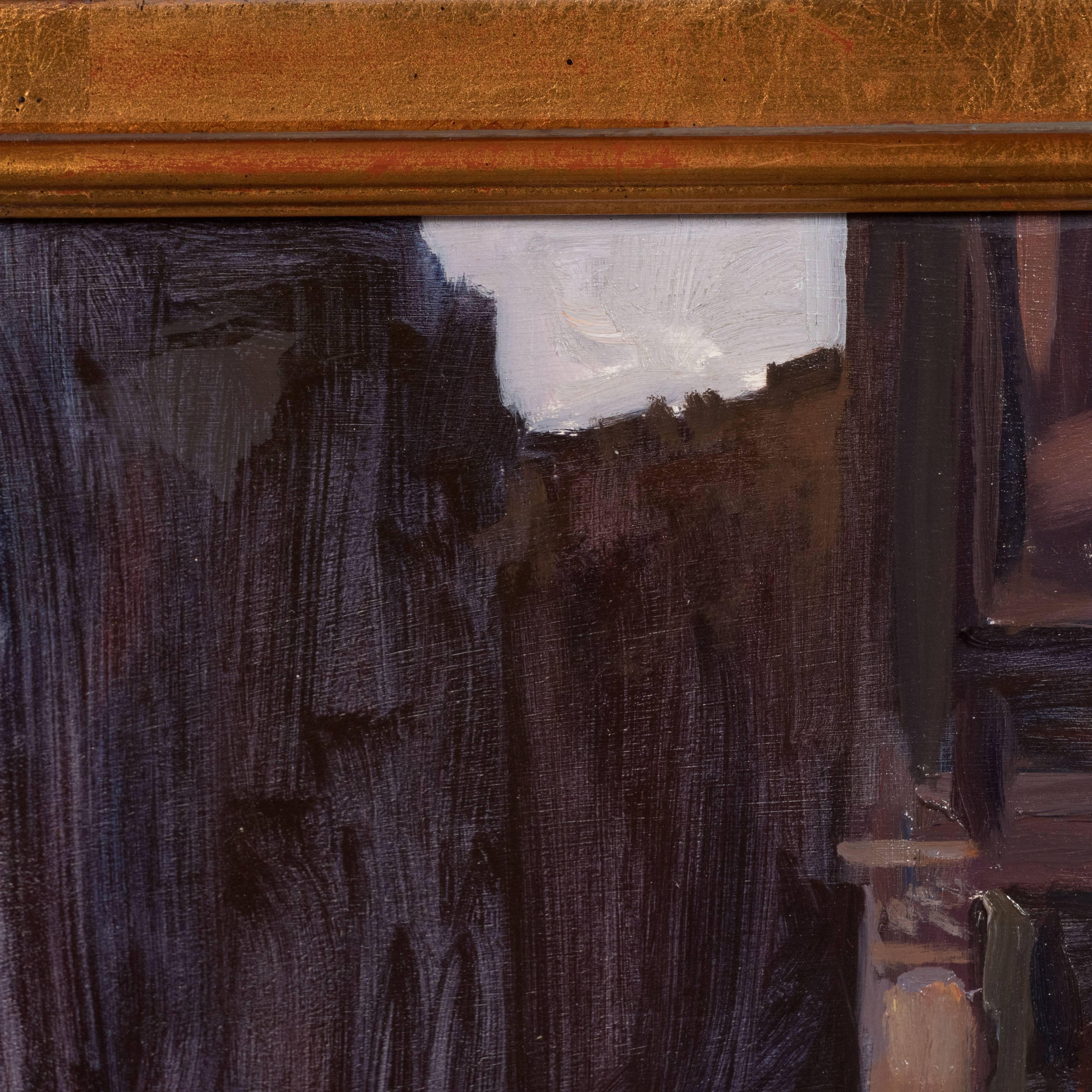 Untitled - Canal Street, New York - Brown Figurative Painting by Robert Leber