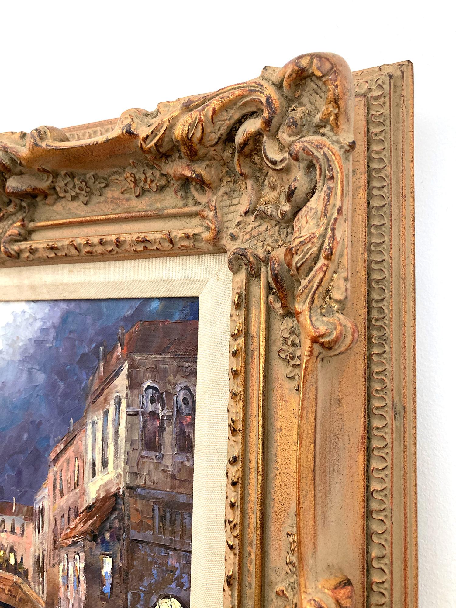 Peinture à l'huile post-impressionniste - Scène de canal 