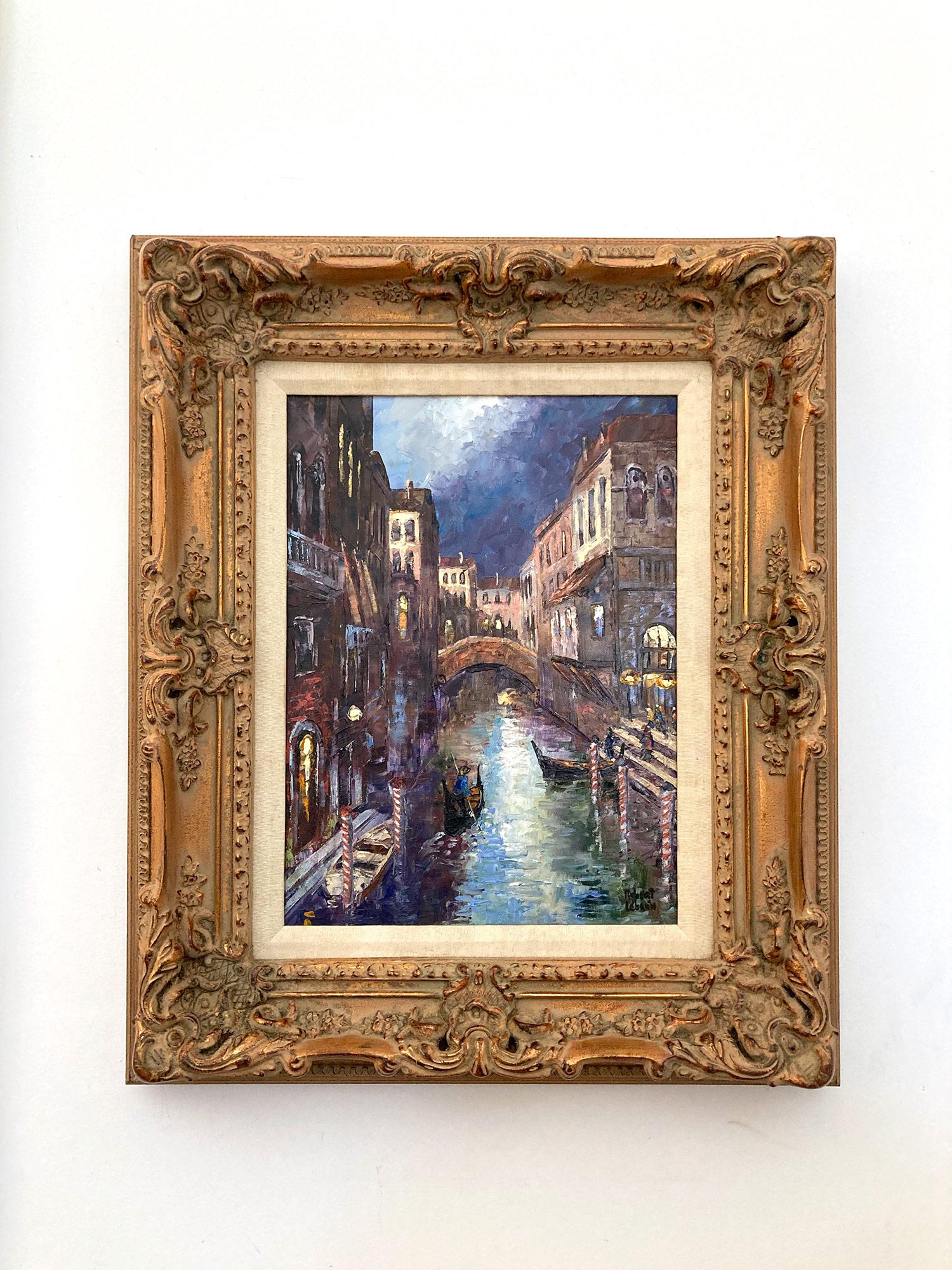 Peinture à l'huile post-impressionniste - Scène de canal 