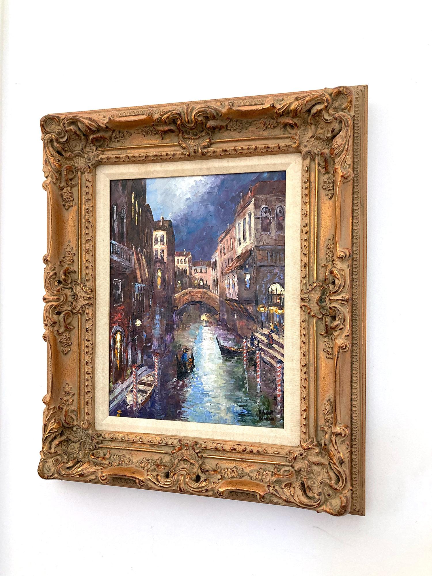 Peinture à l'huile post-impressionniste - Scène de canal 