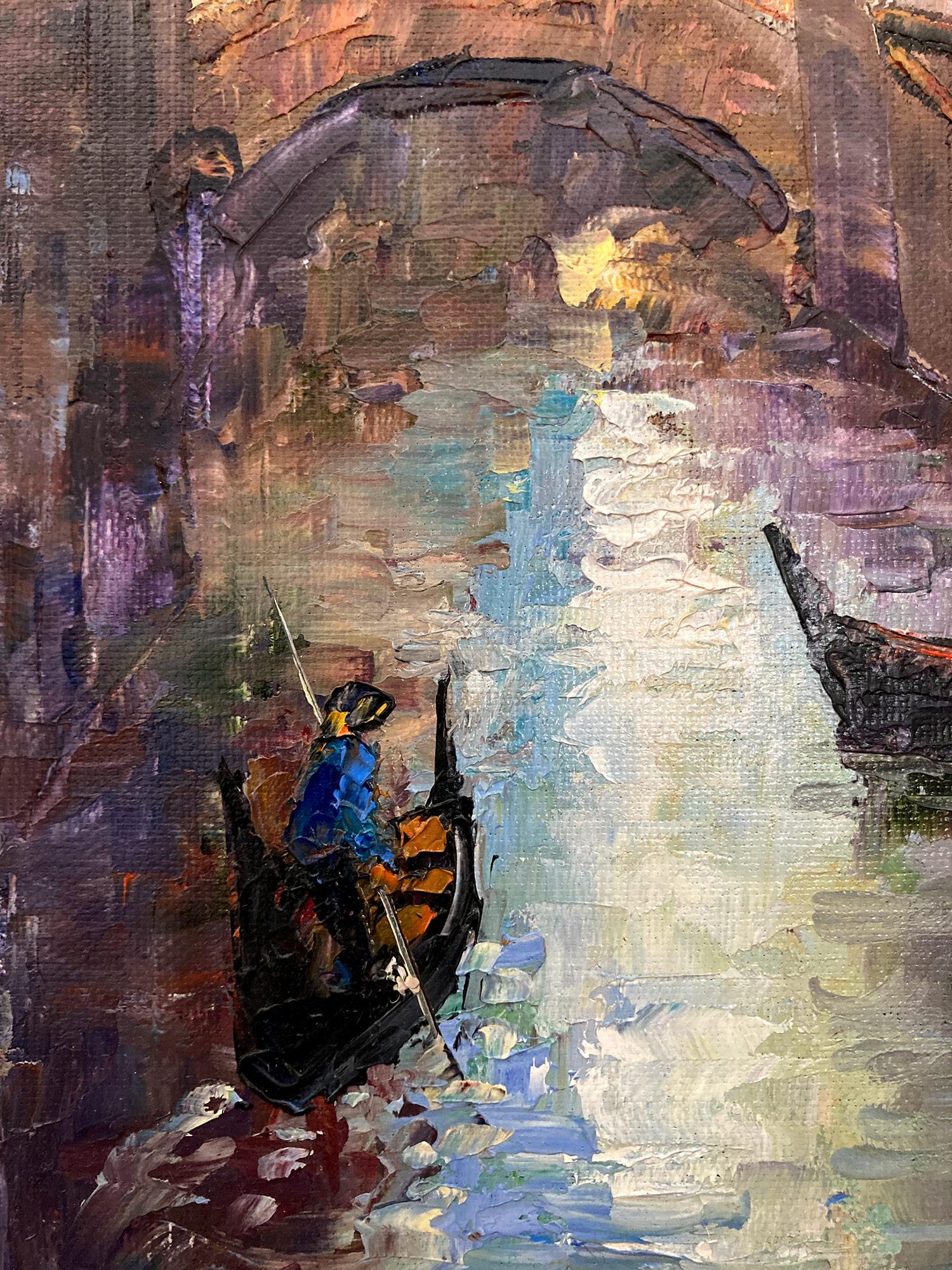 Peinture à l'huile post-impressionniste - Scène de canal 