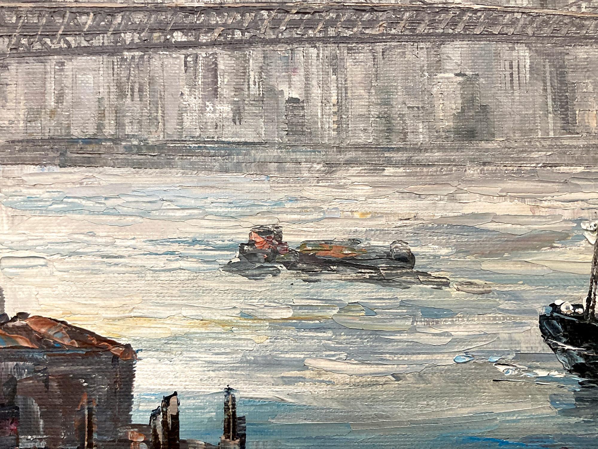 A beautiful oil on canvas painting by American artist, Robert Lebrone. He was a Parisian painter known for his colorful cityscapes depicting the times of his generation. His work is comparable to those of Jules Herve, Antoine Blanchard and Edouard