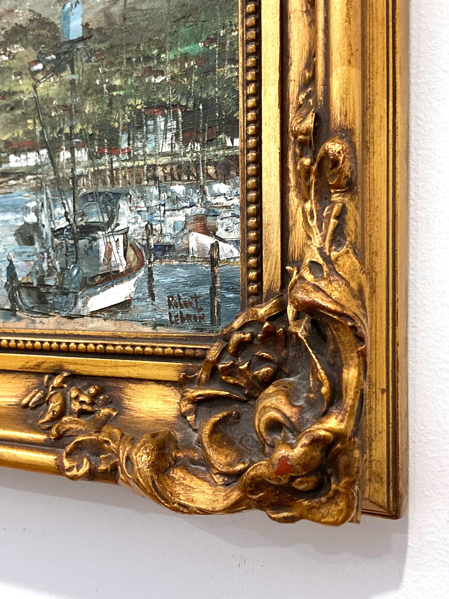 „Nice Harbor“ Französische Ansicht von Booten, Docked on the Water, impressionistisches Gemälde im Angebot 9