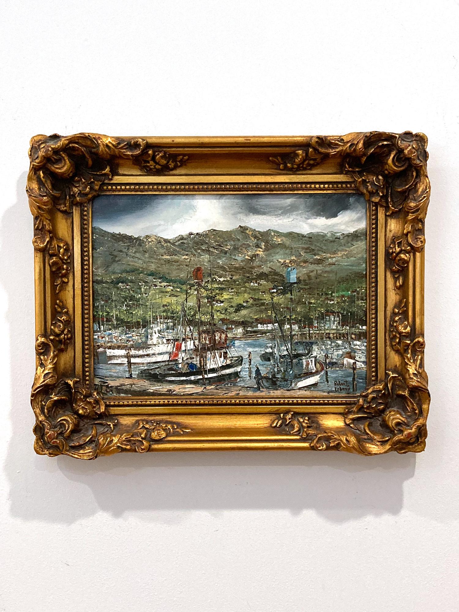 „Nice Harbor“ Französische Ansicht von Booten, Docked on the Water, impressionistisches Gemälde im Angebot 12