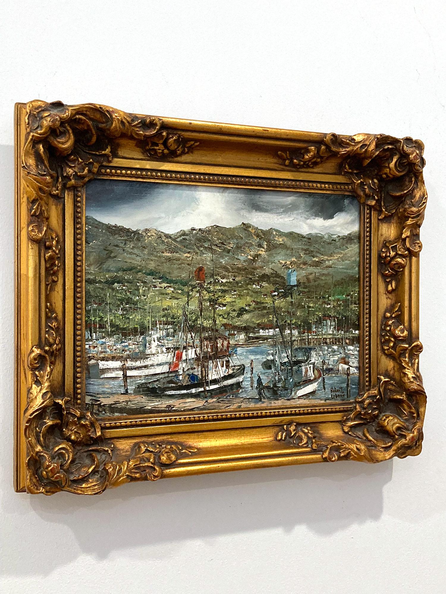 „Nice Harbor“ Französische Ansicht von Booten, Docked on the Water, impressionistisches Gemälde im Angebot 11