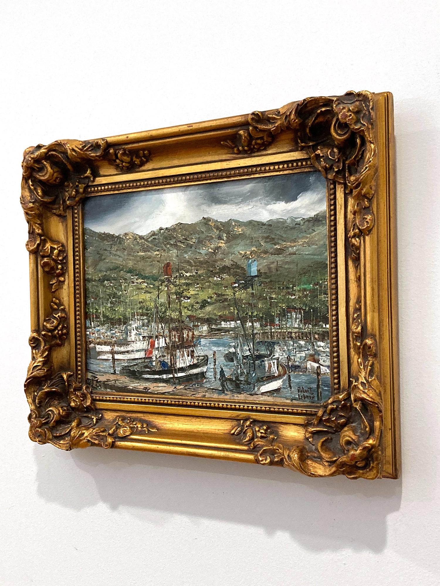 „Nice Harbor“ Französische Ansicht von Booten, Docked on the Water, impressionistisches Gemälde im Angebot 13