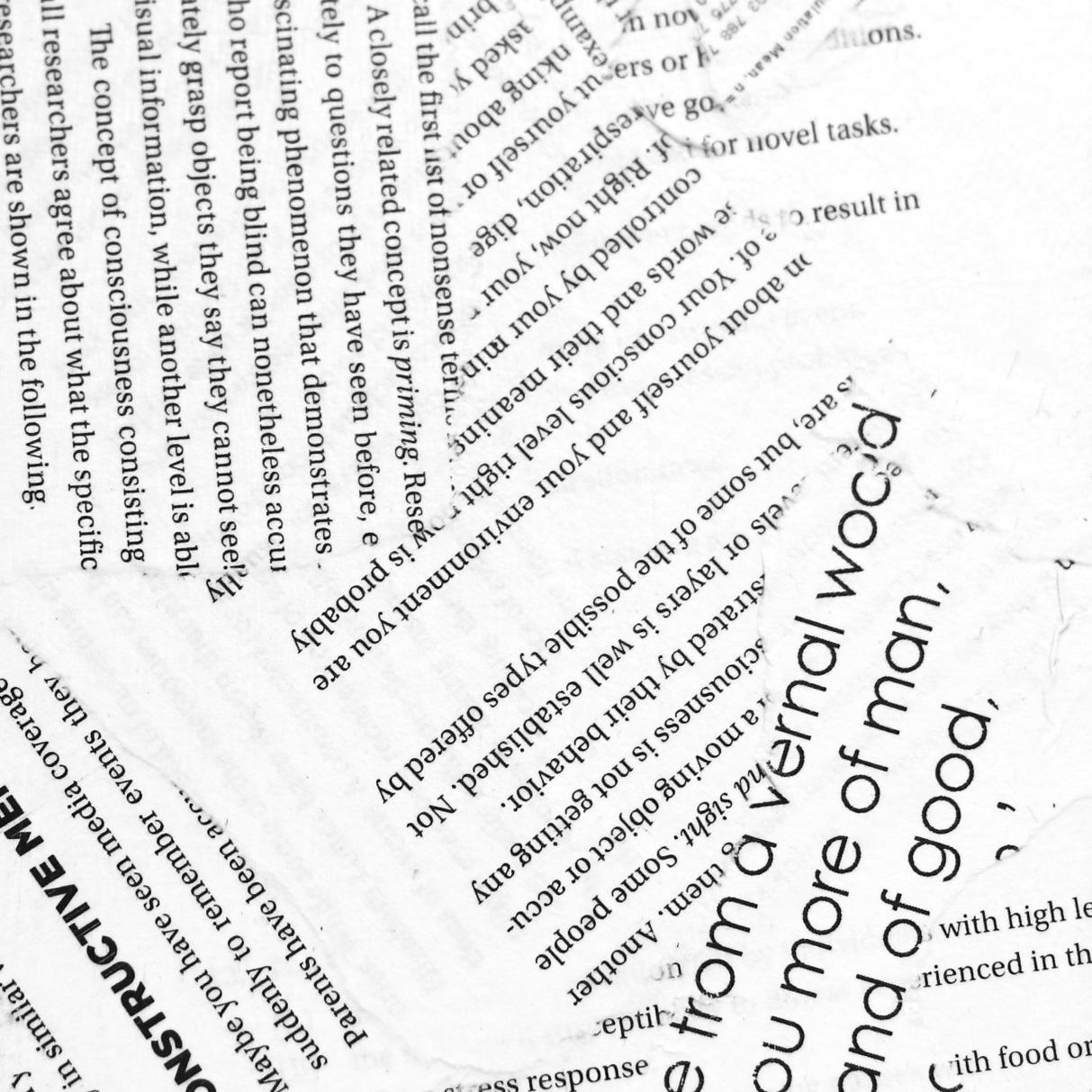 Robert Lebsack creates artworks using mixed media with ink, acrylic, and charcoal on archival copies of newspaper, textbooks, or sheet music. His street art tends to focus on social and cultural issues using bits and pieces of headlines, articles,