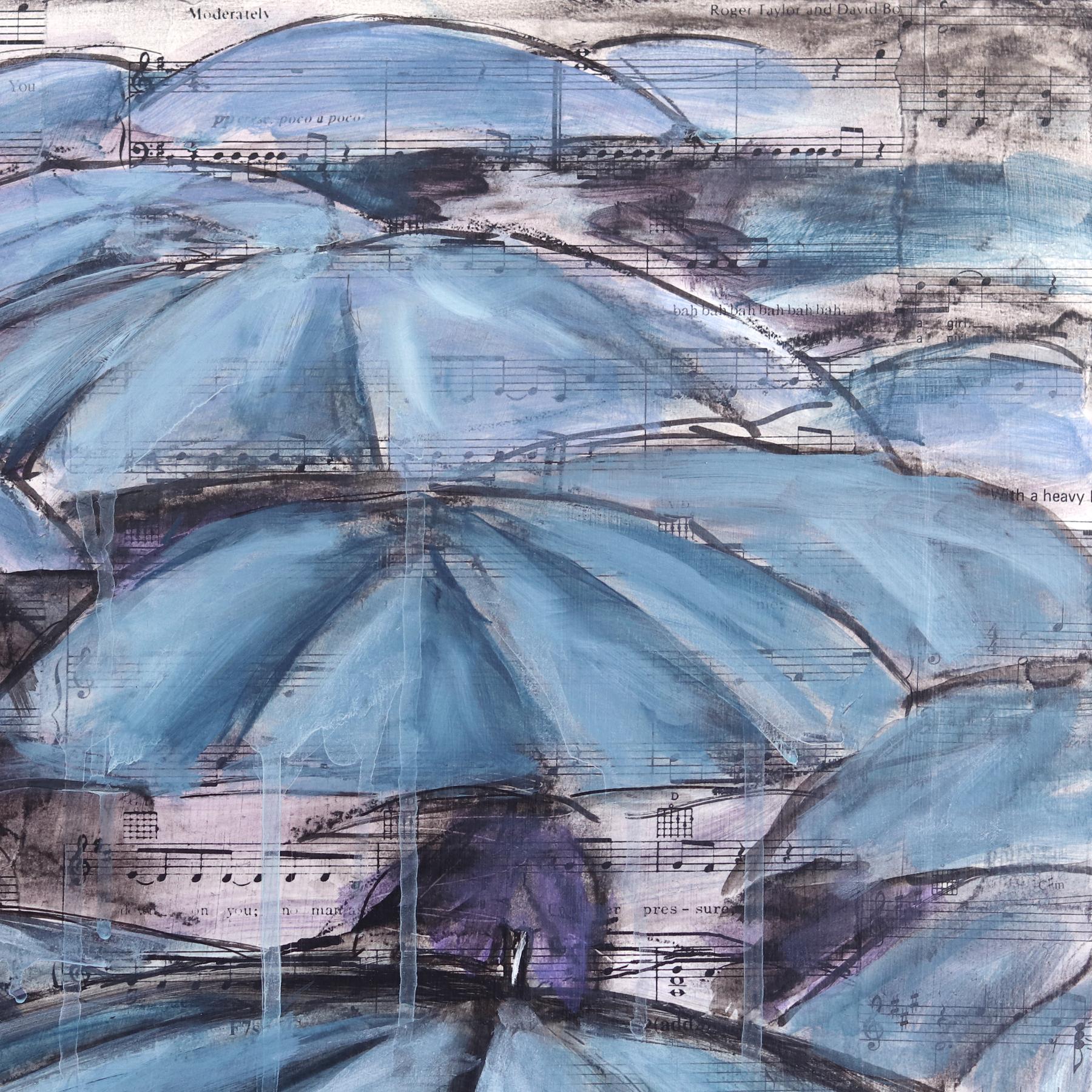 Foundations of Insight – Original Moody Mixed Media Surrealistische figurative Kunst im Angebot 2