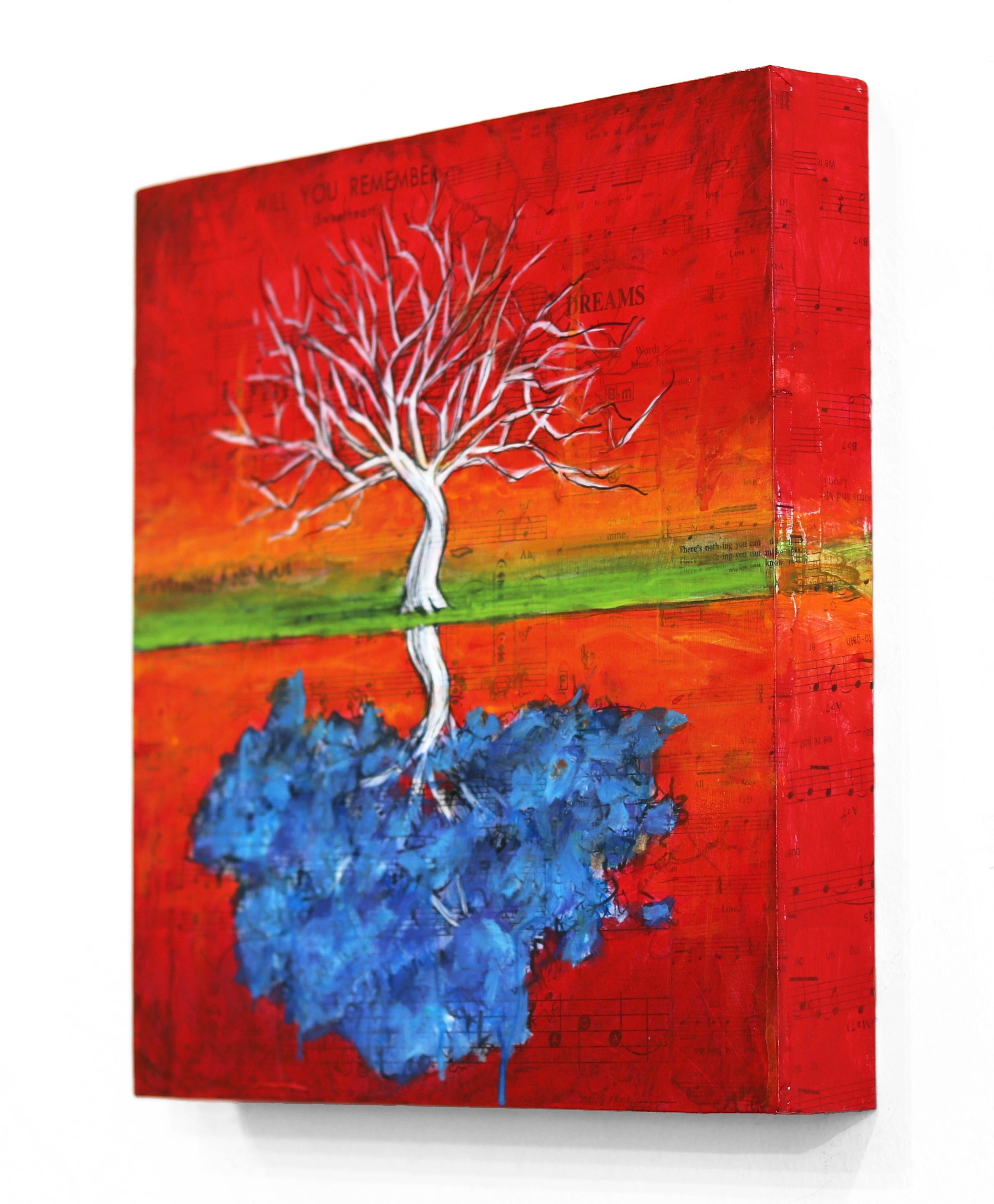 Let Me Forget - Arte surrealista a tecnica mista originale - Figurative Painting Rosso di Robert Lebsack