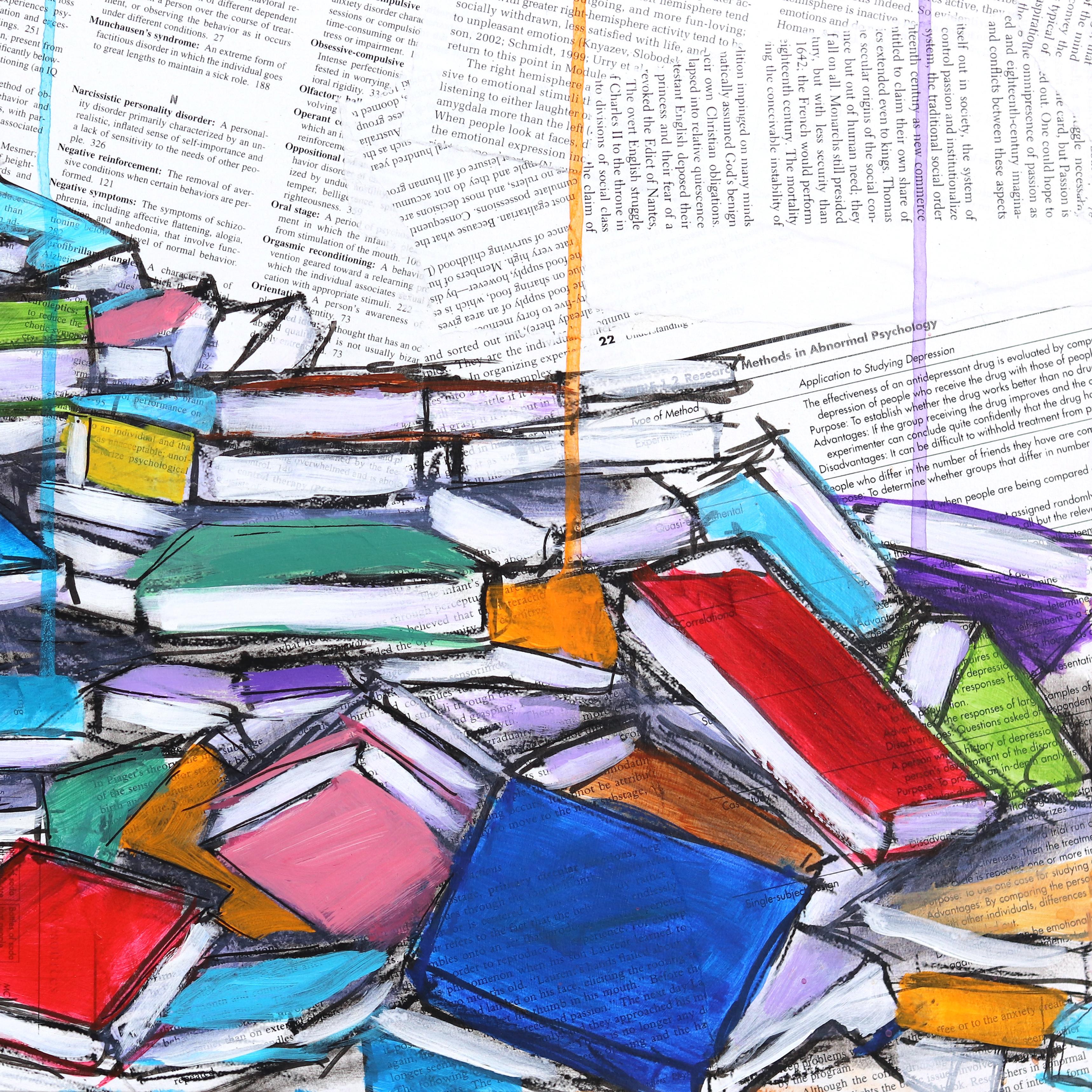 Relativity of Knowledge - Vibrant Colorful Mixed Media Surrealist Figurative Art For Sale 2