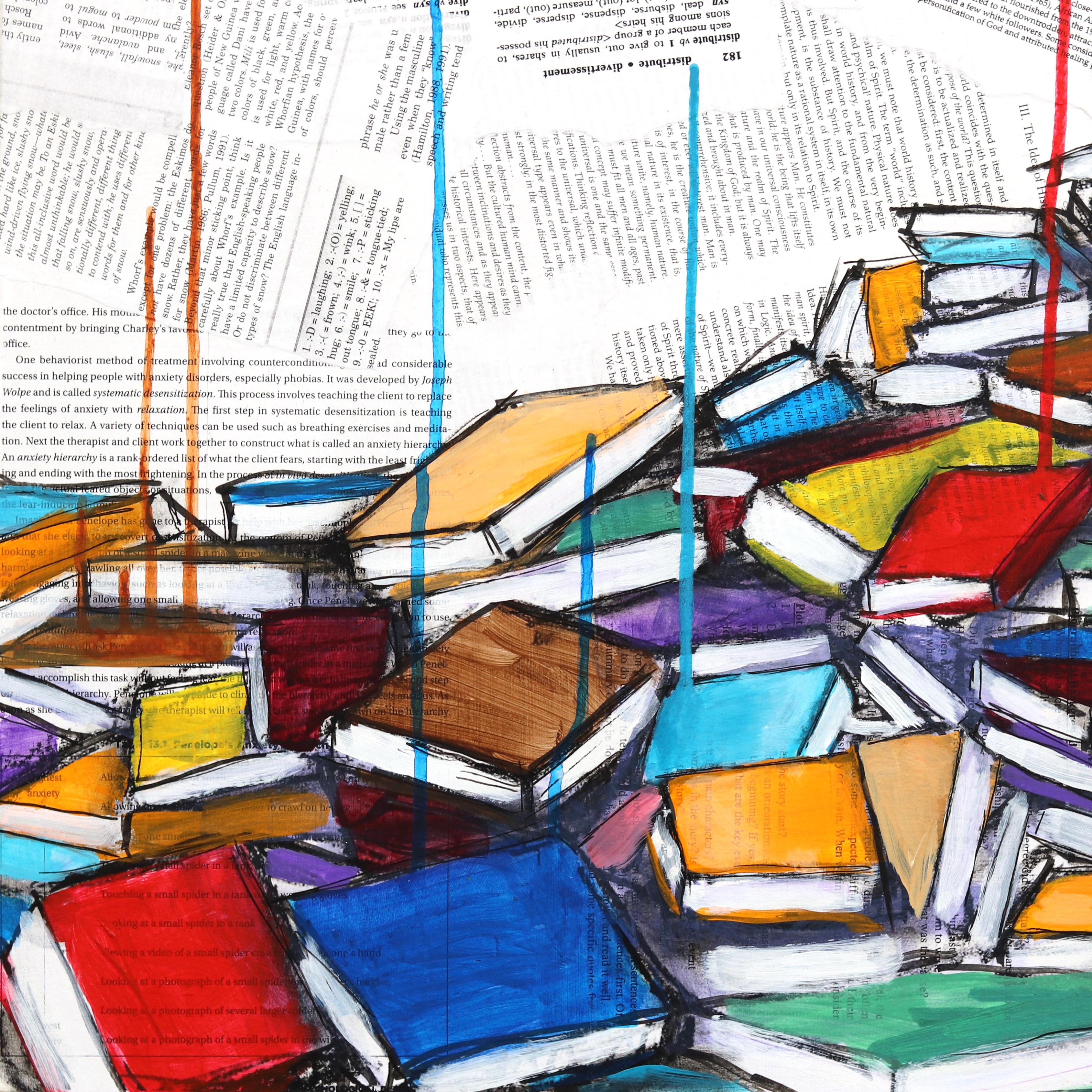 Relativity of Knowledge - Vibrant Colorful Mixed Media Surrealist Figurative Art For Sale 5