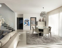 La oscuridad que conocíamos - Surrealista Arte Figurativo Original Azul Monocromo