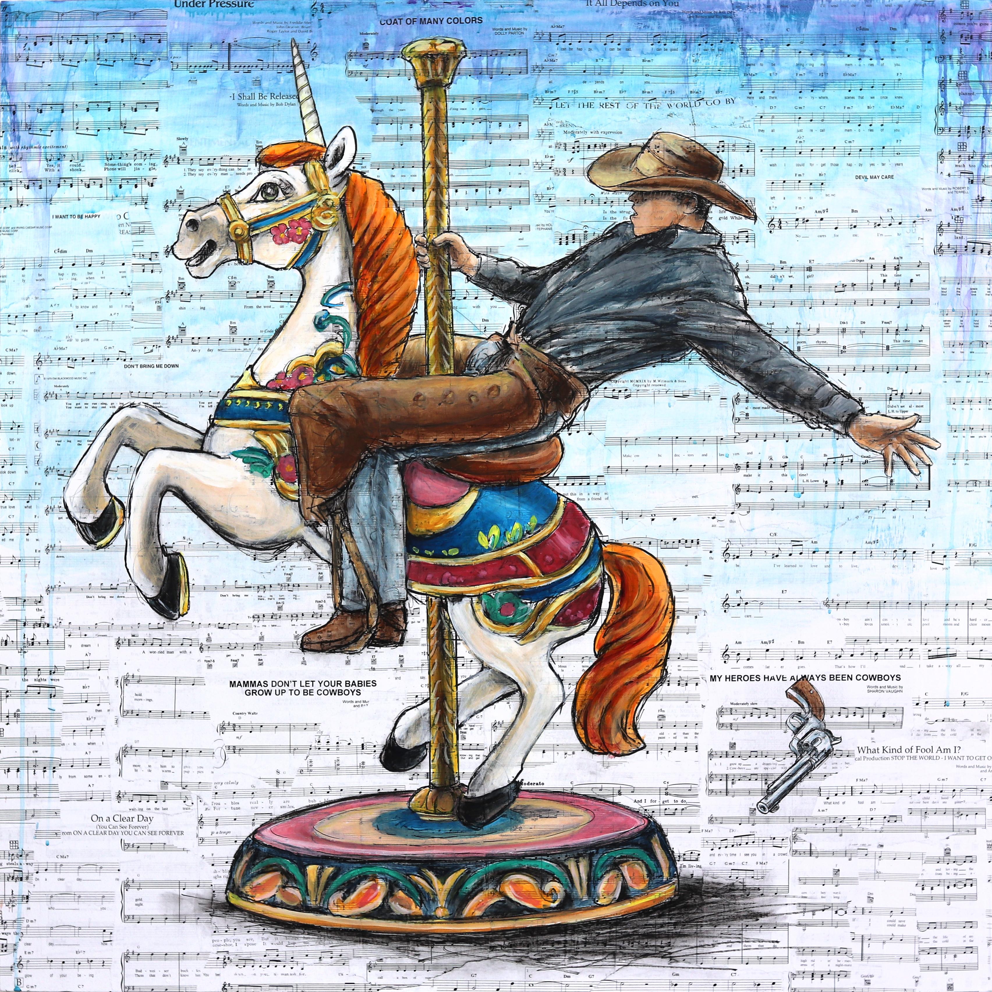Robert Lebsack Figurative Painting - The Dynamics of Perception - Colorful Mixed Media Surrealist Figurative Art