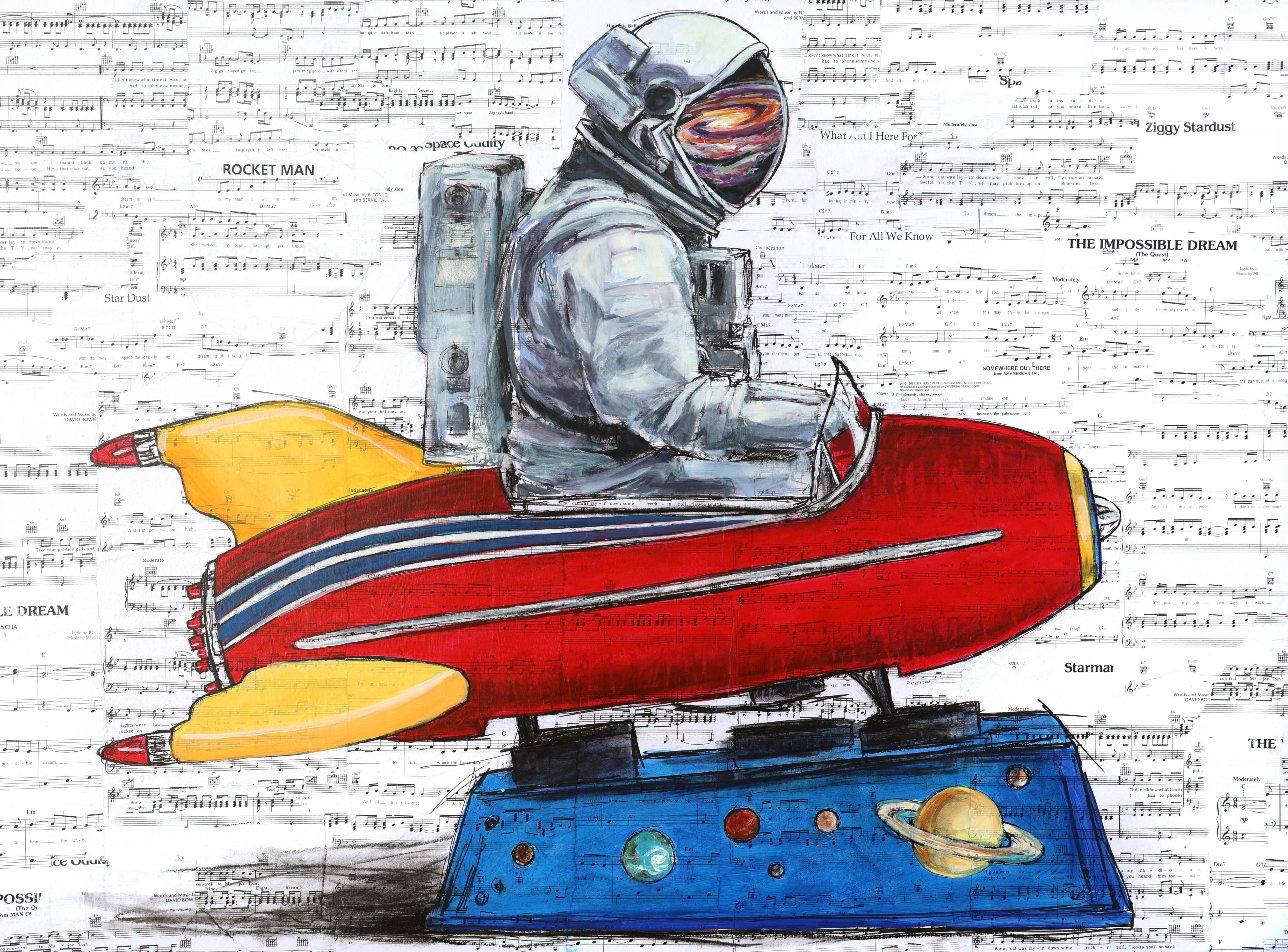 An Undying Wonderment - Original Figurative Mixed Media Surrealist Inspired Art