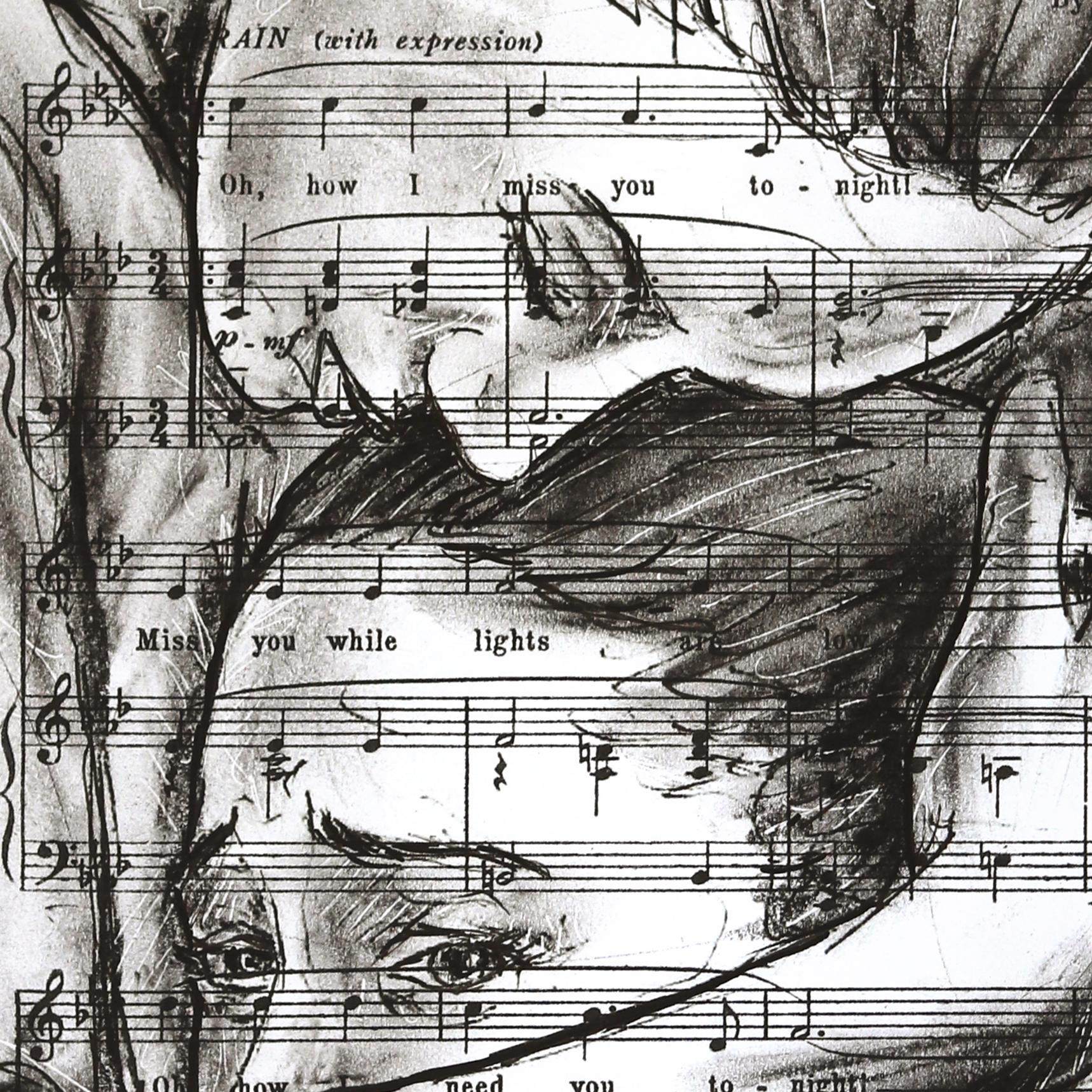 Each Moment We're Apart - Abstrakte Figurative Mixed Media Surrealistische Kunst im Angebot 1