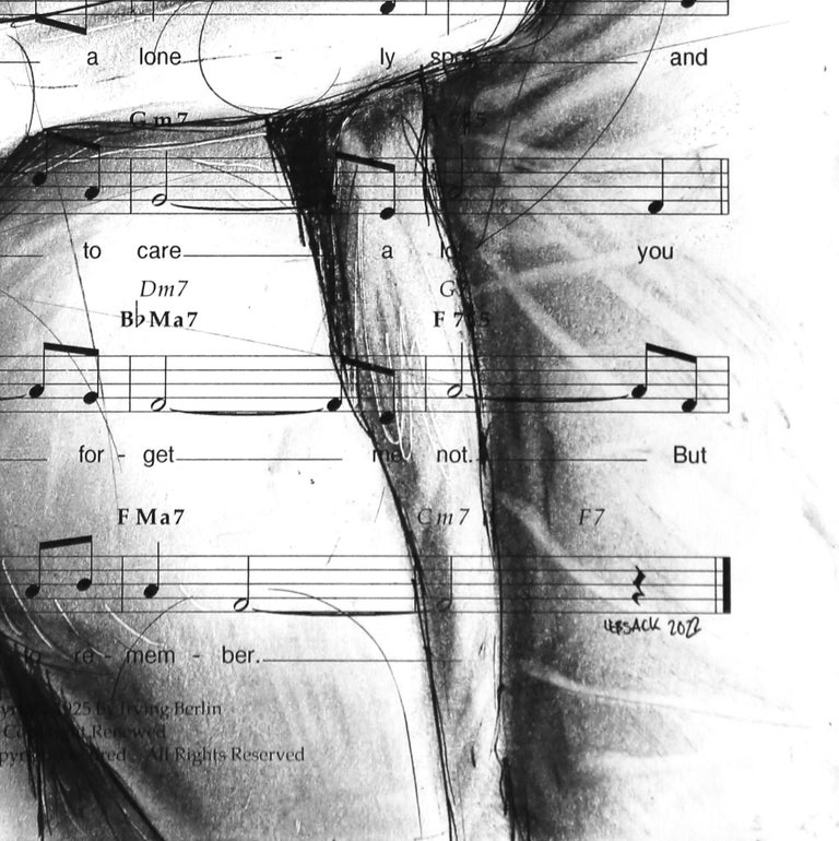 Let The Memory Live - Original Charcoal on Sheet Music For Sale 1