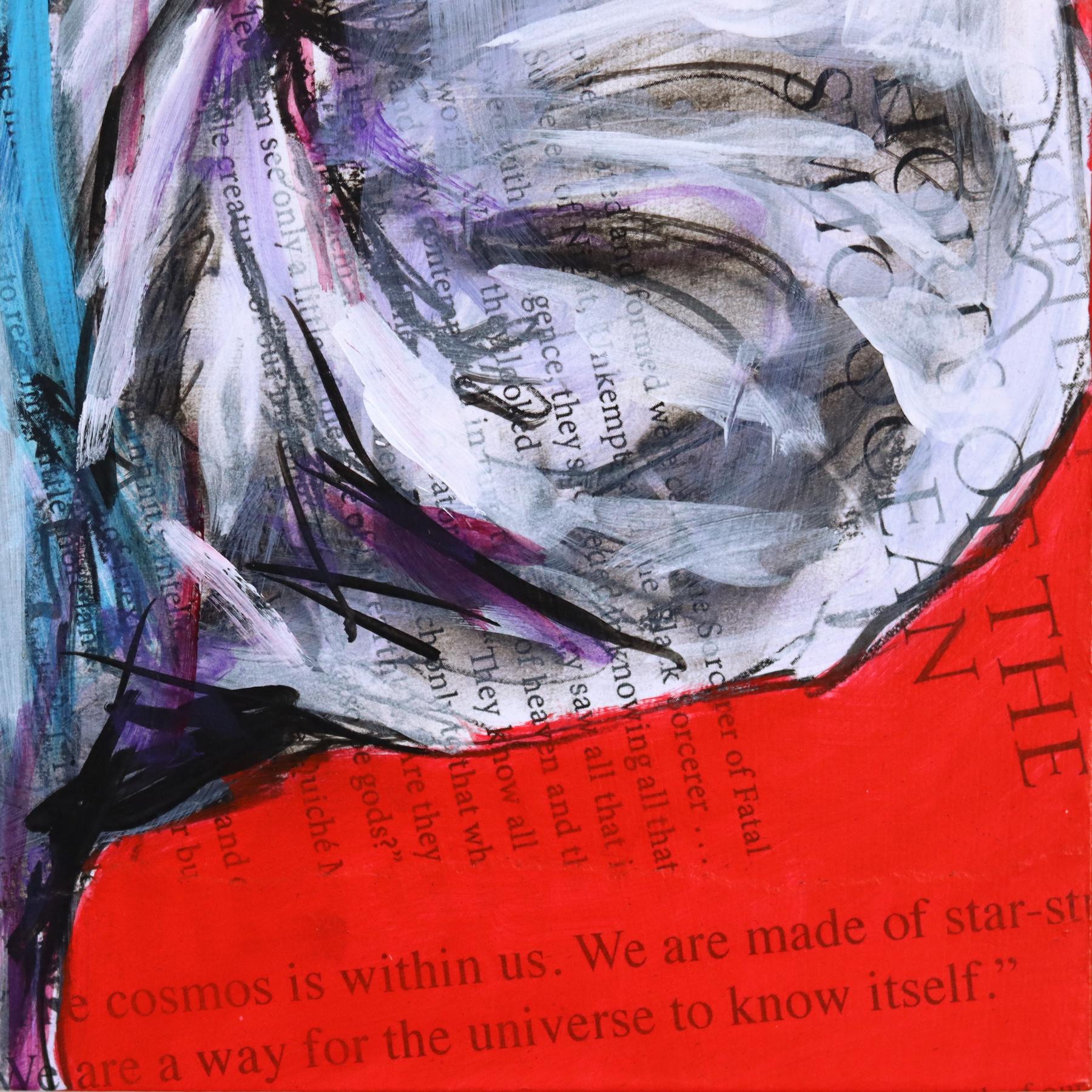 The Cosmos Within - Abstract Figurative Astronaut Mixed Media Surrealist Artwork For Sale 3