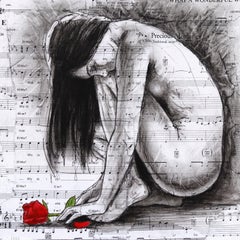 Until Love is Through - Original Figurative Mixed Media Surrealist Nude Artwork