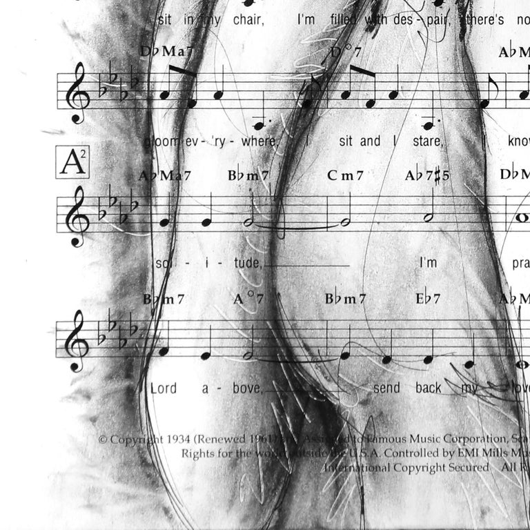 When I Remember - Original Charcoal on Sheet Music - Painting by Robert Lebsack