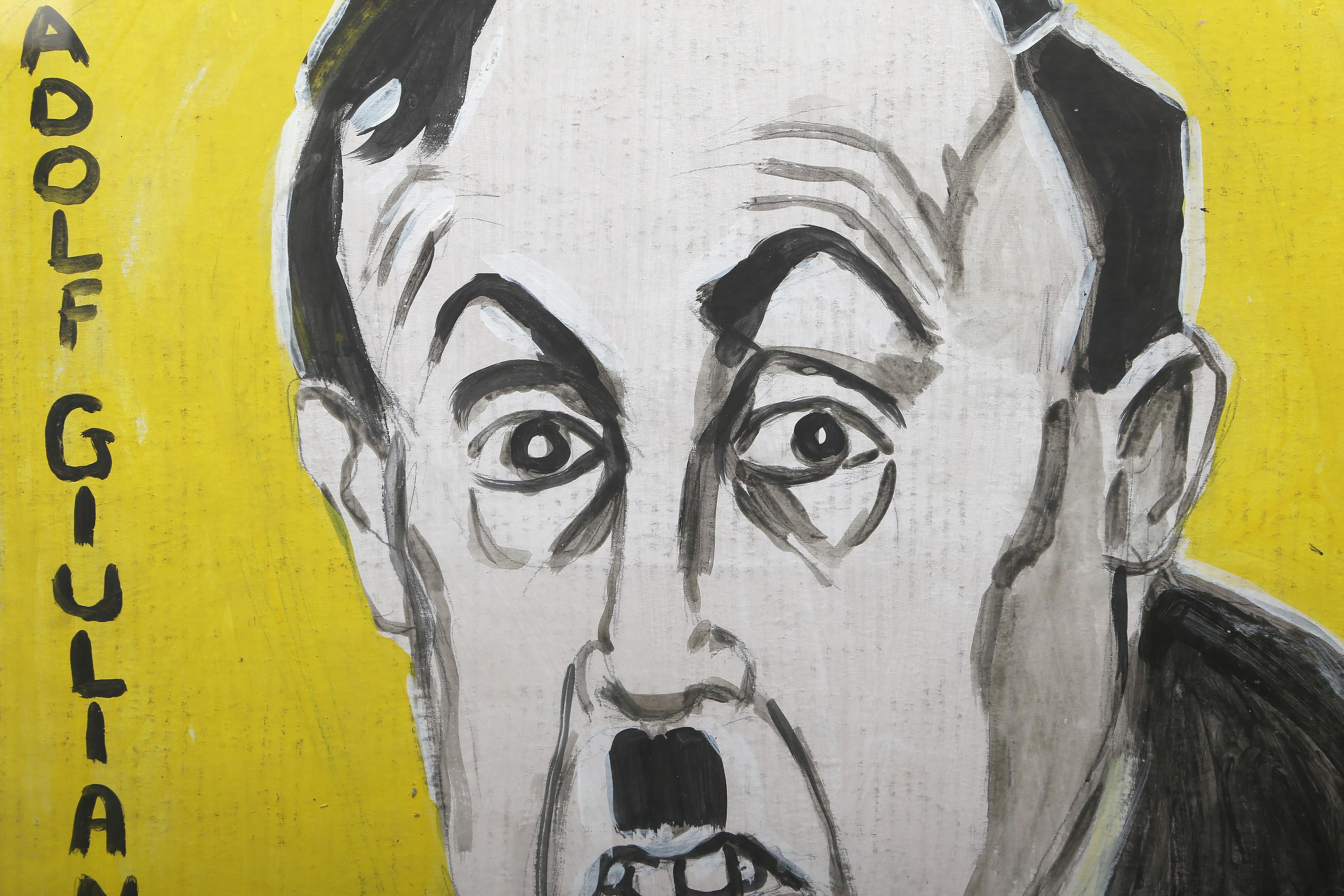 Adolf Giuliani, Street Art Pittura acrilica su cartoncino di Robert Lederman in vendita 2