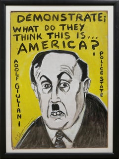 Adolf Giuliani, Street Art, peinture acrylique sur carton de Robert Lederman
