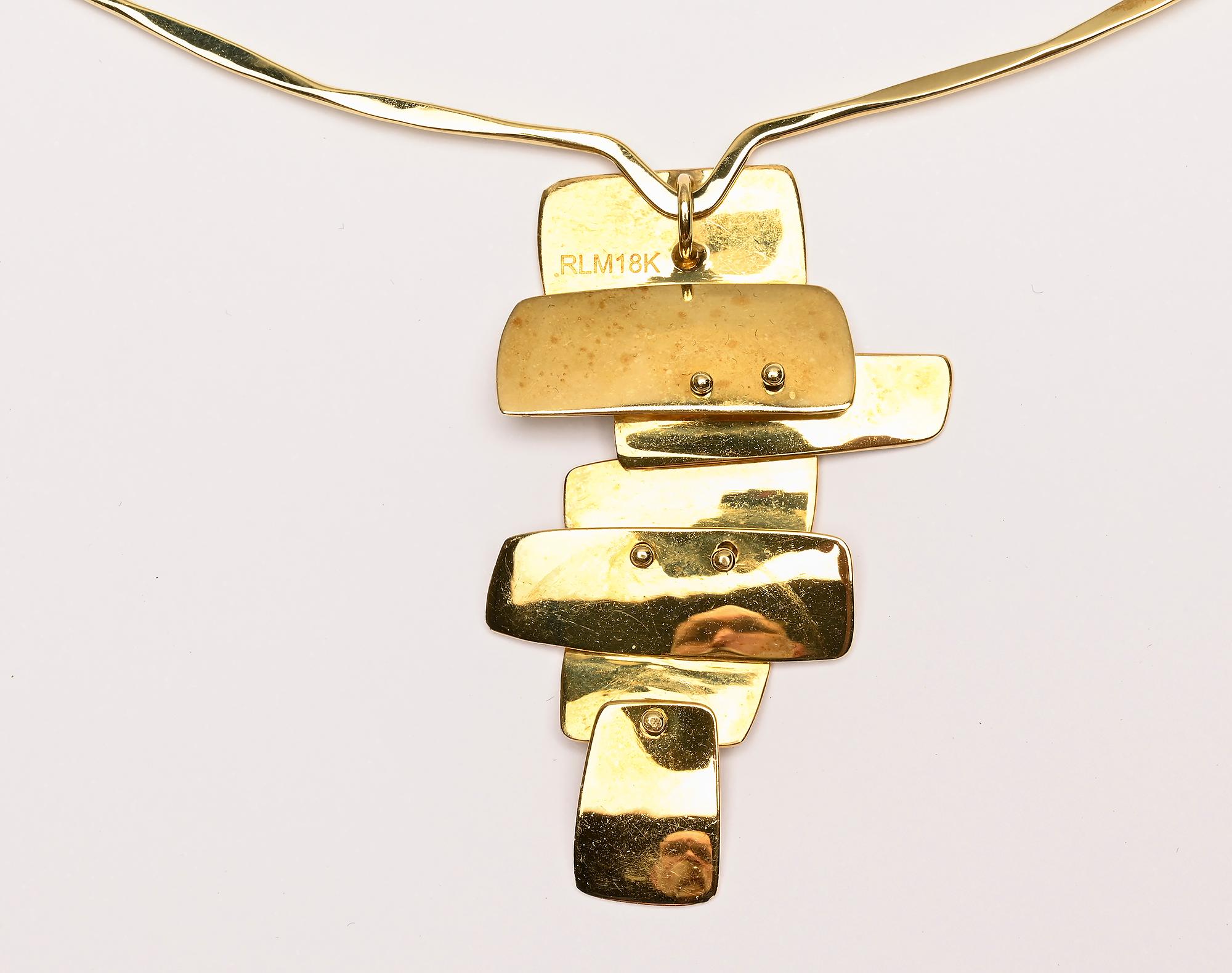 Women's Robert Lee Morris 18 Karat Gold Choker Pendant Necklace For Sale