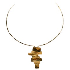 Robert Lee Morris 18 Karat Gold Choker Pendant Necklace