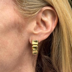 Robert Lee Morris 18 Karat Yellow Gold Chicklet J Hoop Earrings