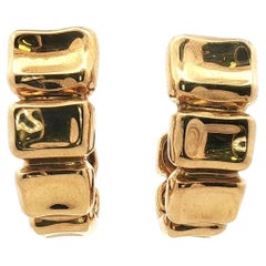 Robert Lee Morris 18 Karat Yellow Gold Chicklet J Hoop Earrings
