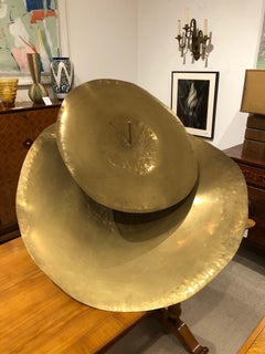 Robert Lee Morris Abstract Brass Hammered Circular Sculpture