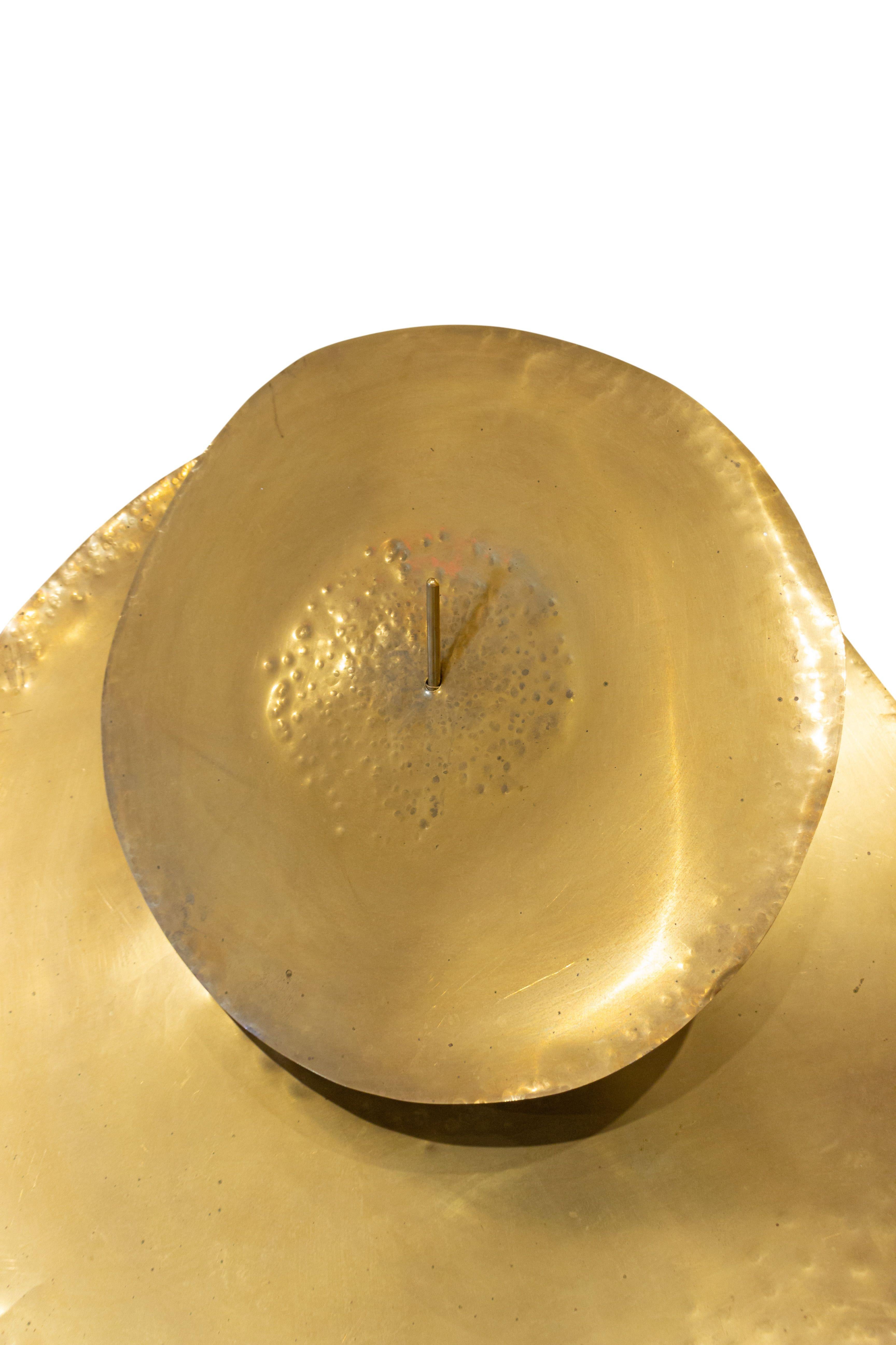 Robert Lee Morris Abstract Brass Hammered Circular Sculpture For Sale 3