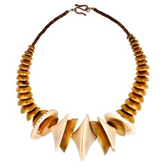 Vintage Robert Lee Morris Brass and Shell Nautilus Necklace, 1975