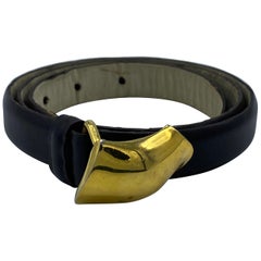 Robert Lee Morris Brown Leather and Gold Belt, Size Medium