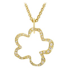 Robert Lee Morris Diamond Gold Flower Pendant Necklace