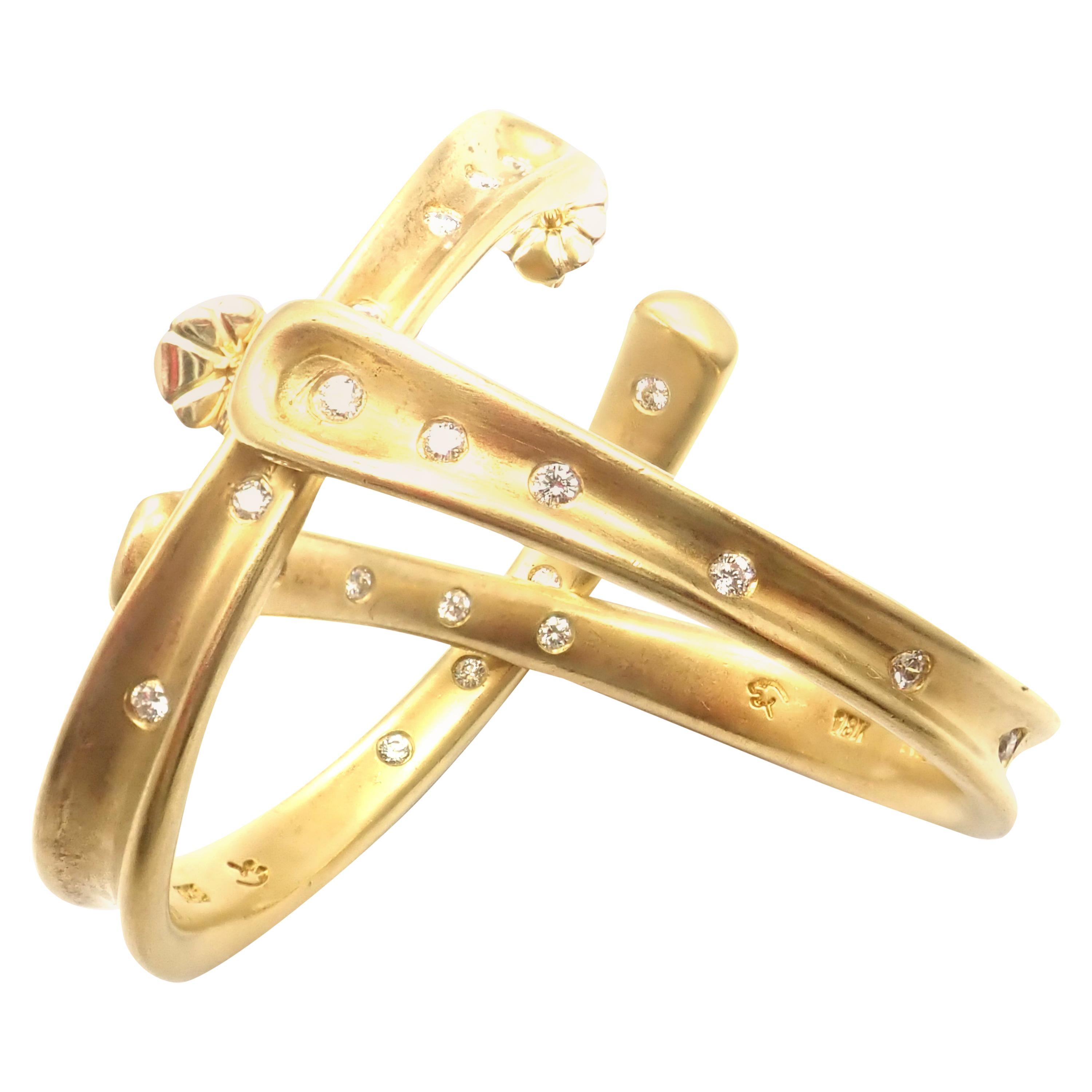 Robert Lee Morris Diamond Hoop Yellow Gold Earrings