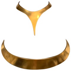 Robert Lee Morris for Donna Karan 24 Karat Gold Plated Necklace and Belt
