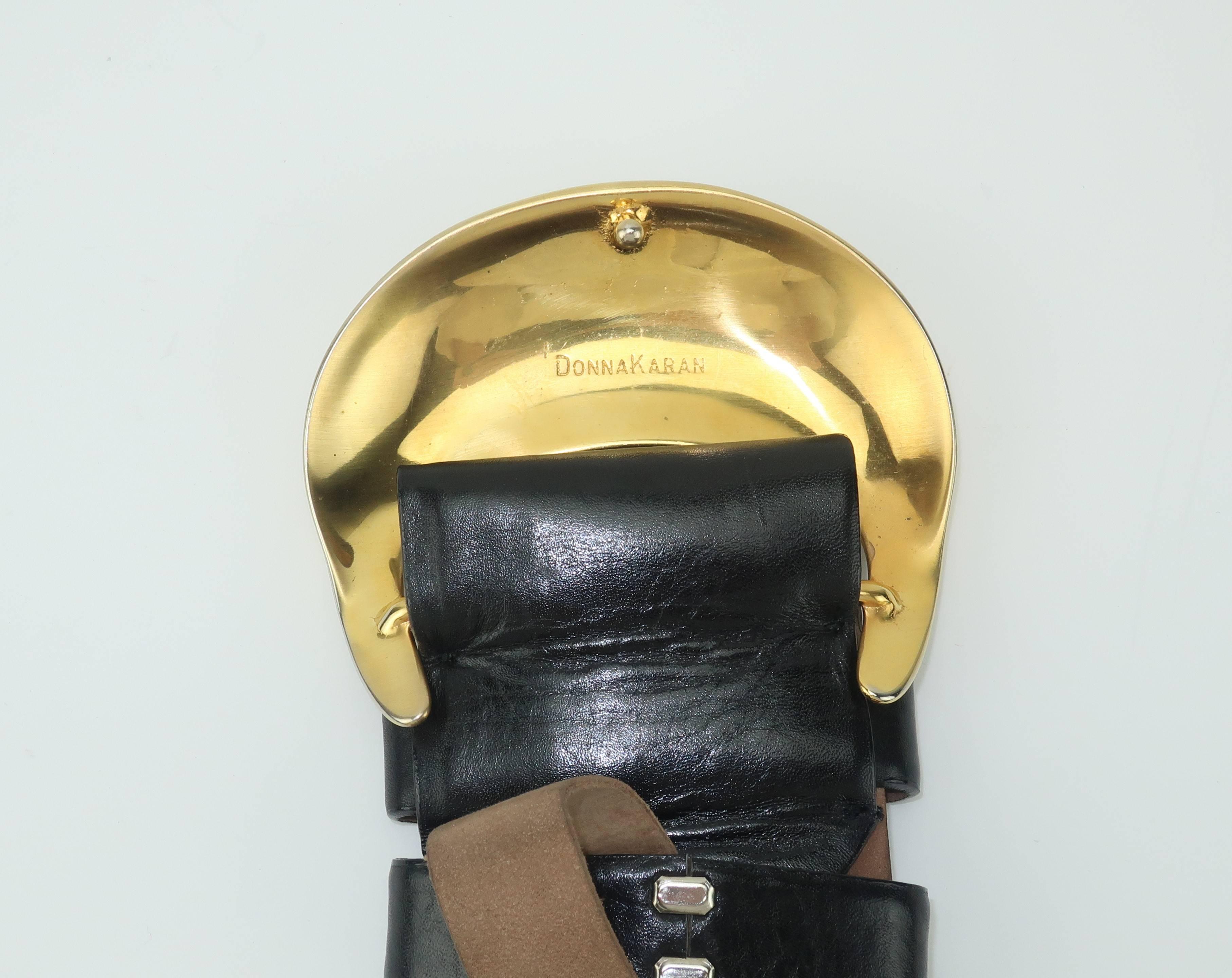 Robert Lee Morris for Donna Karan Gold & Black Leather Belt 4
