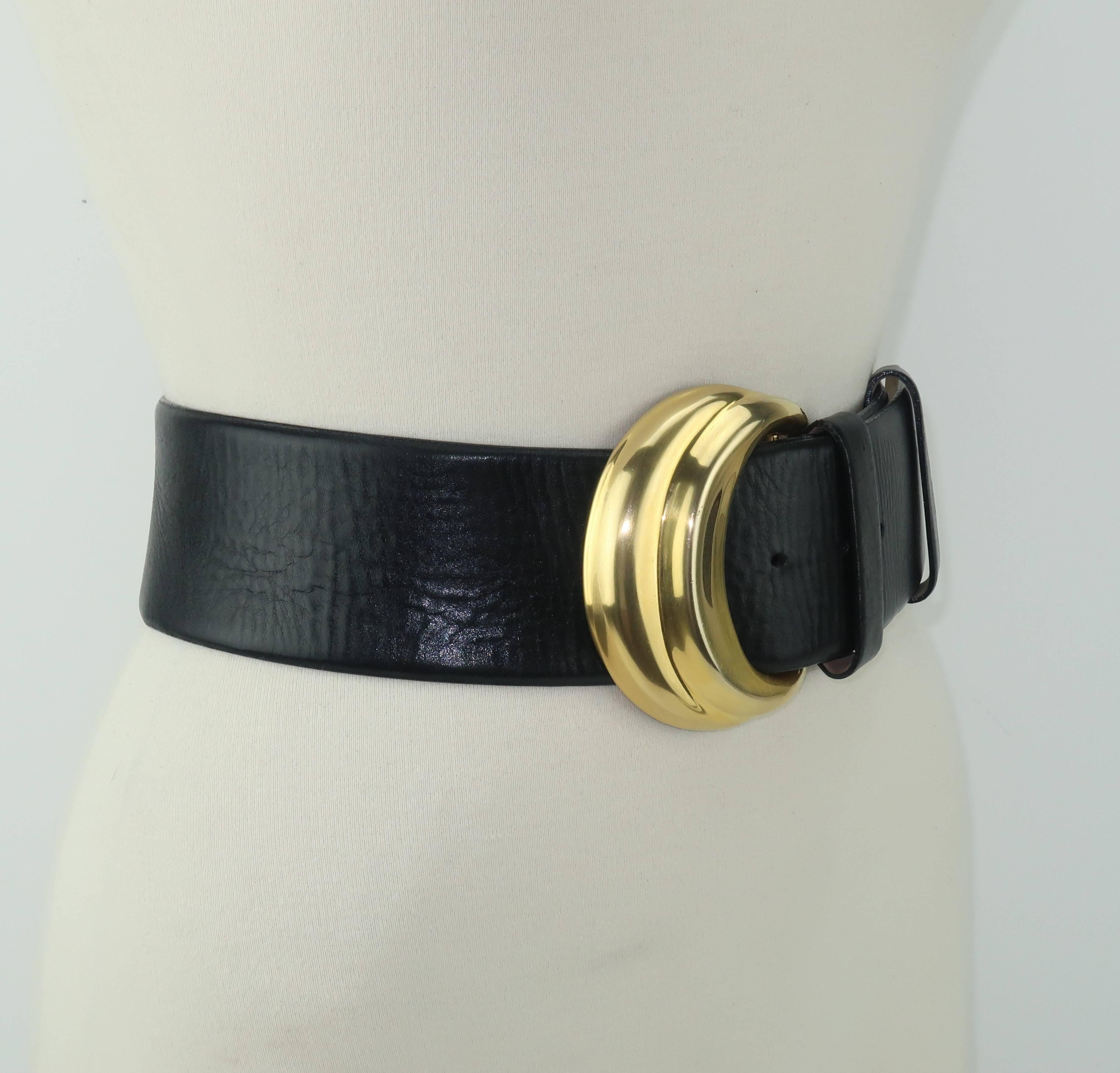 Women's Robert Lee Morris for Donna Karan Gold & Black Leather Belt