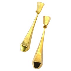 Robert Lee Morris for Donna Karan Long Gold Geometric Drop Earrings