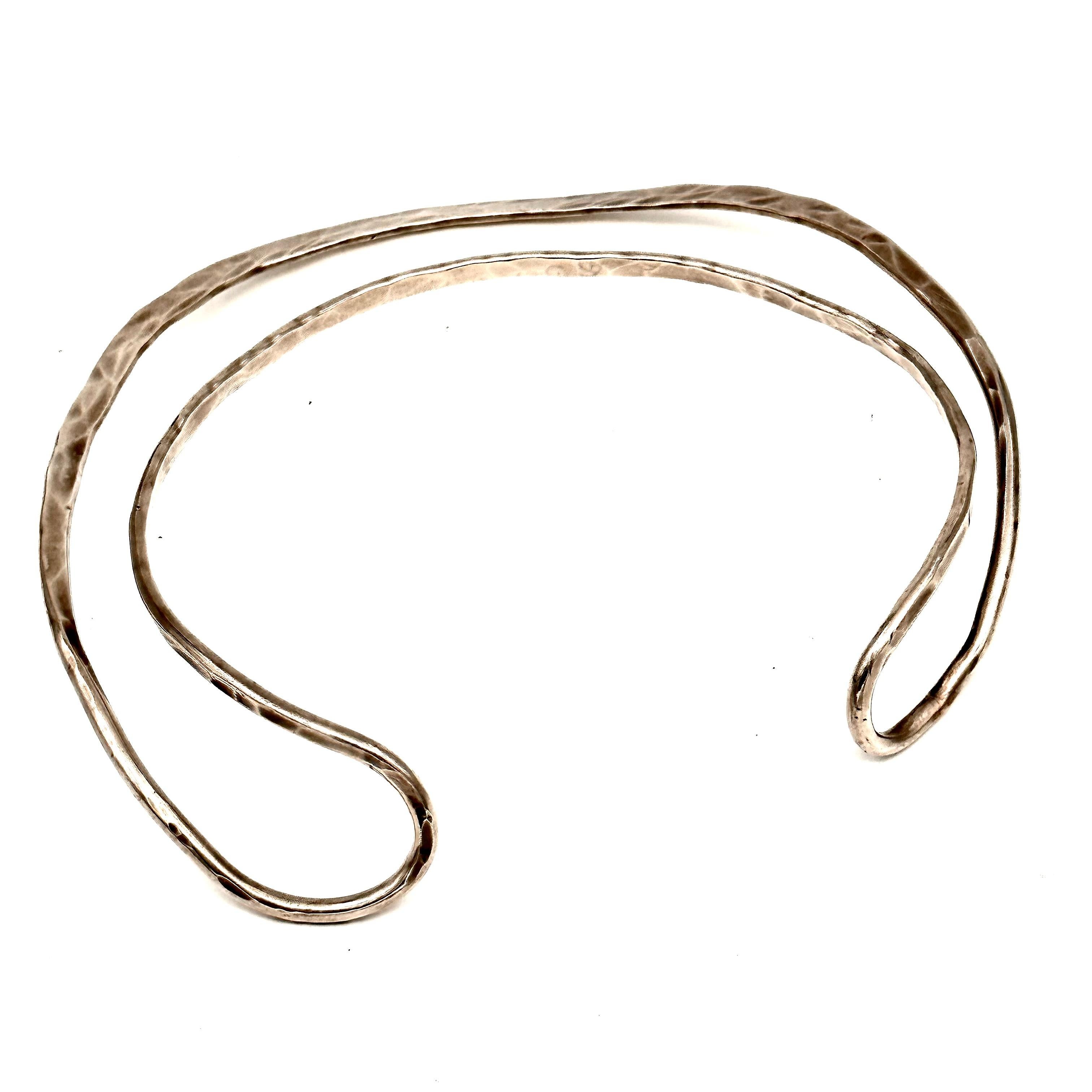 Modern Robert Lee Morris Forged Sterling Silver Wire Collar For Sale