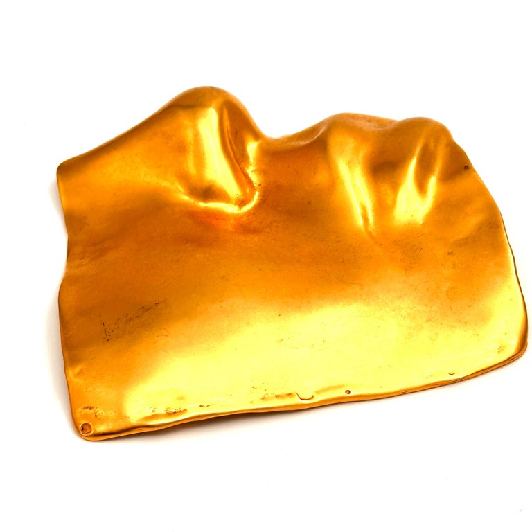 Robert Lee Morris Gilded Face Brooch For Sale at 1stDibs