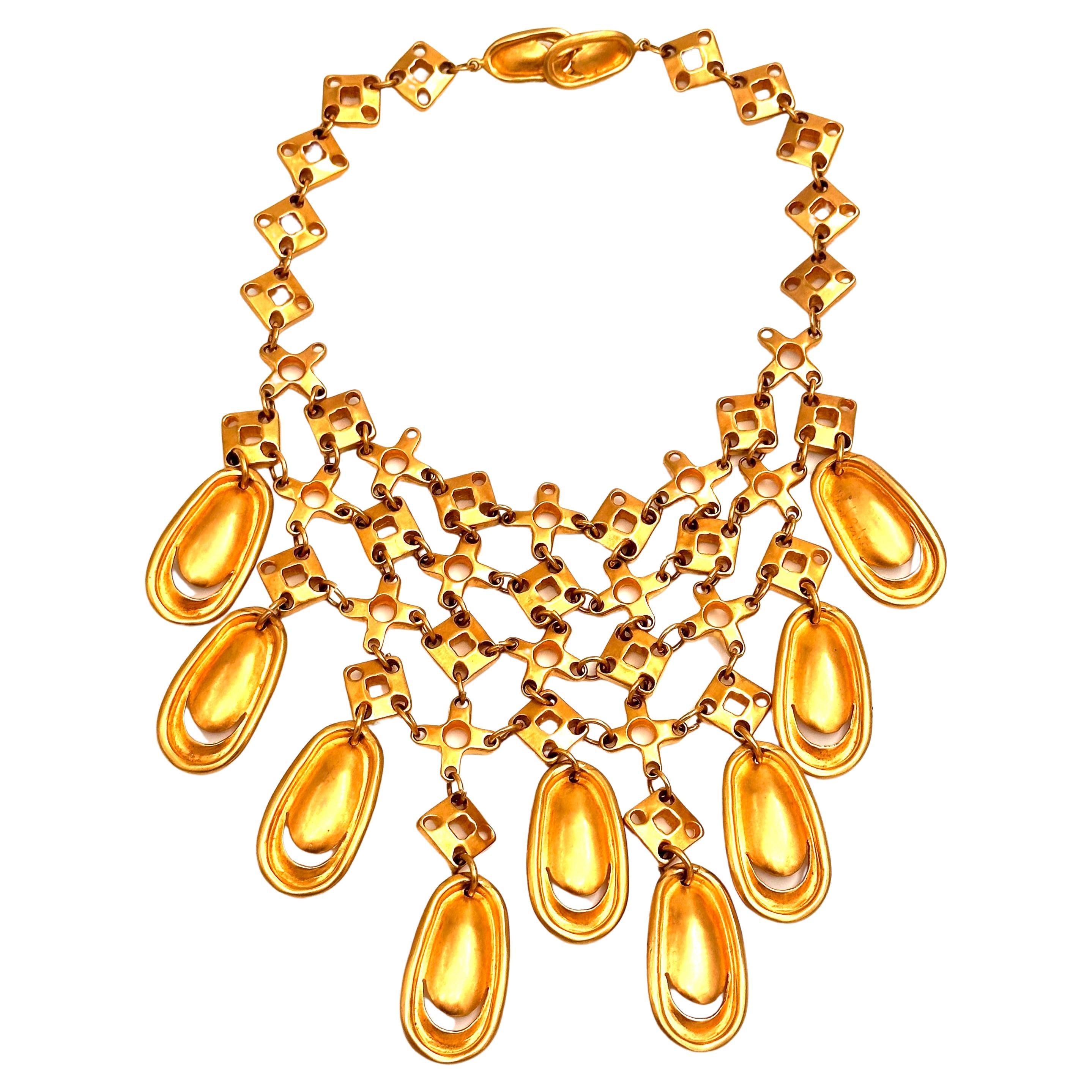 Robert Lee Morris Gilded Moonfeather Bib Casual Necklace For Sale