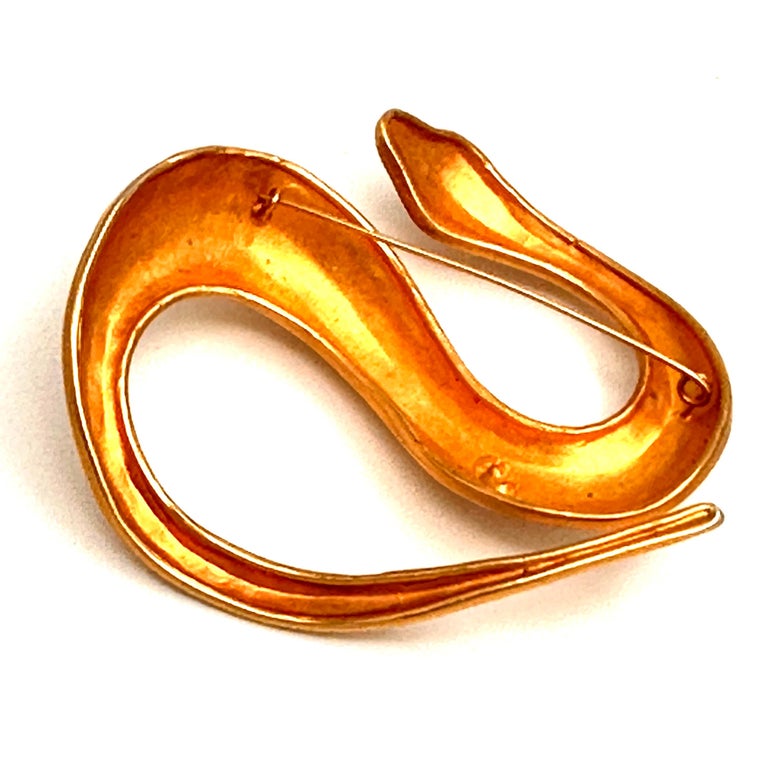 Robert Lee Morris Gilded Snake Brooch For Sale at 1stDibs