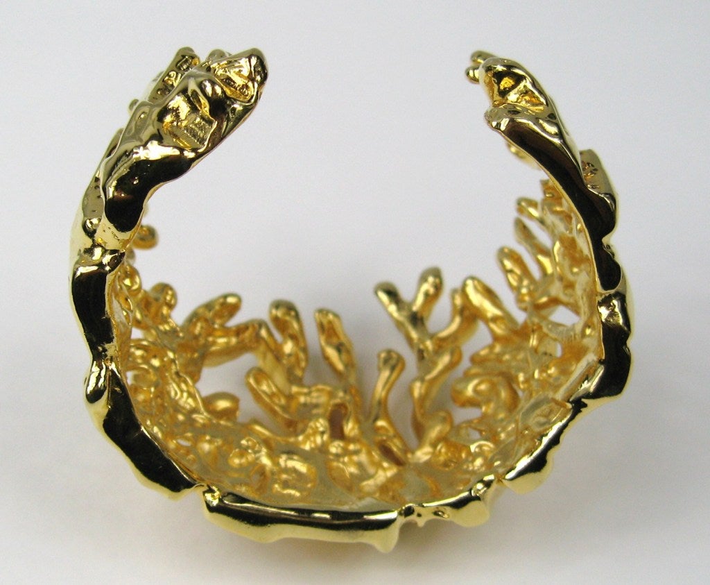 Robert Lee Morris Gilt Gold Coral Reef Cuff Bracelet 90s  In New Condition For Sale In Wallkill, NY