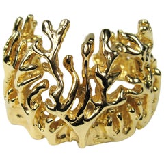 Robert Lee Morris Gilt Gold Coral Reef Cuff Bracelet 90s 