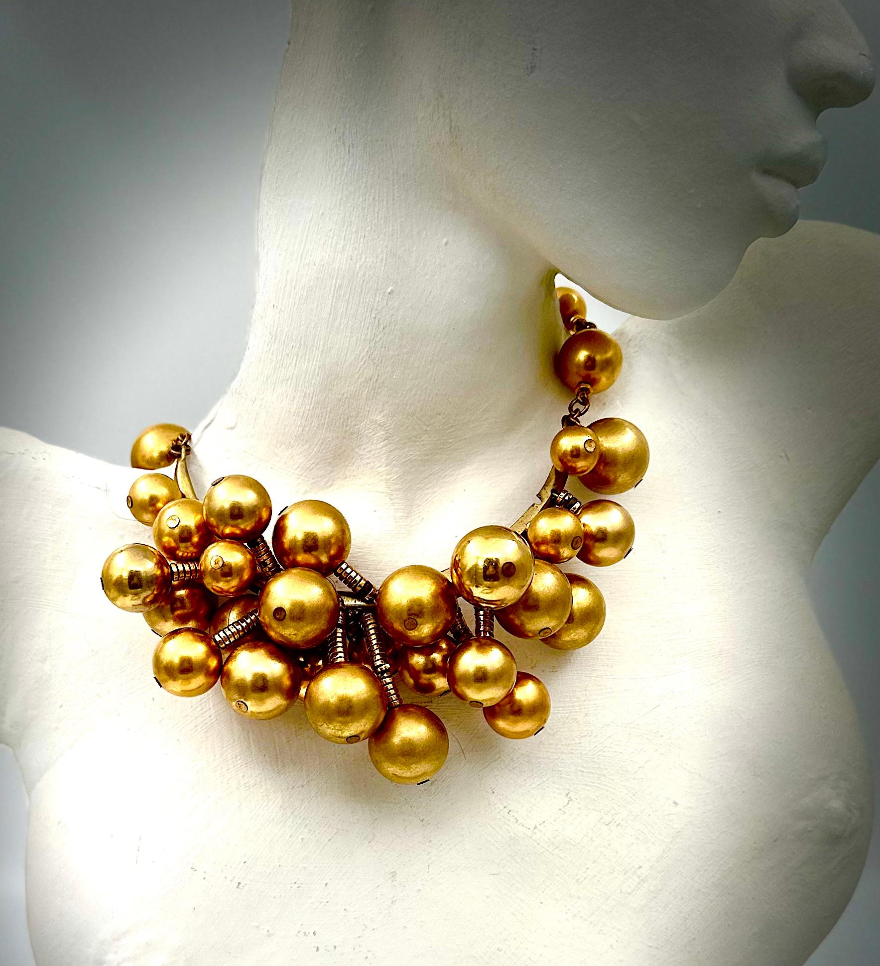 Robert Lee Morris Gold Ball Explosion Fashion Choker In Good Condition For Sale In New York, NY