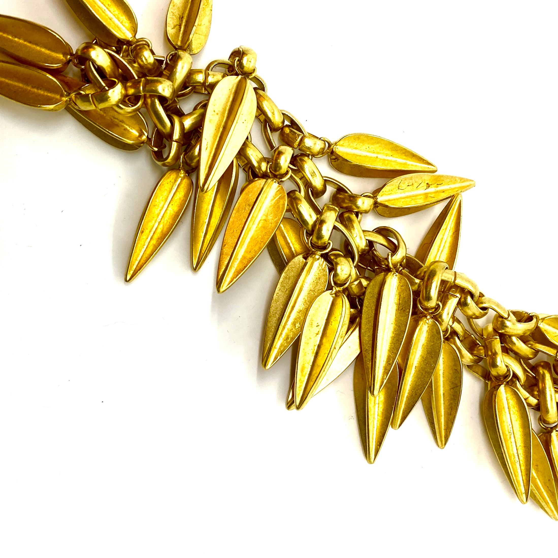 Artist Robert Lee Morris Gold Dart Fringe Charm Bracelet For Sale